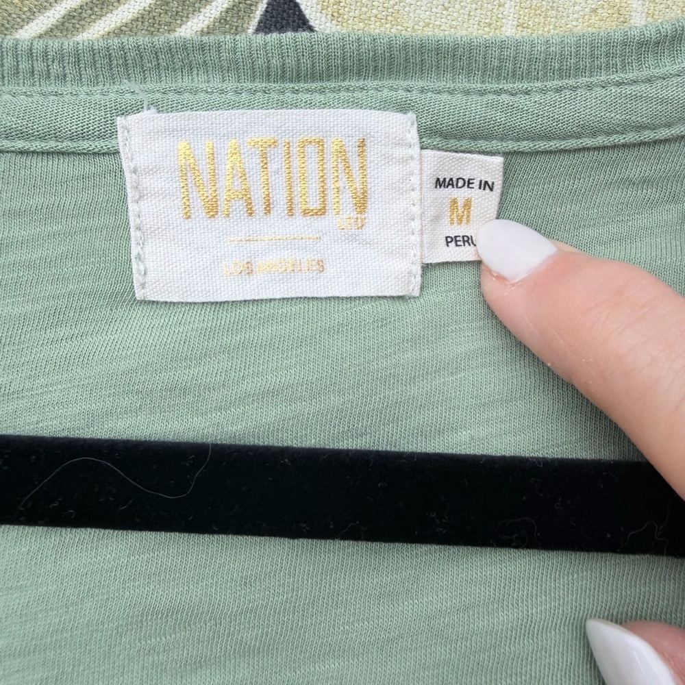 National LTD Nigella Pima Slub Cotton Pintuck Blouse Top Tee Clover Medium - Picture 4 of 6